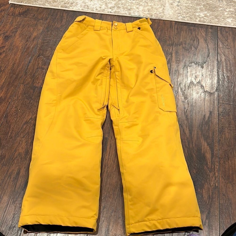 Liquid Turbo Insulated Snowboard Pants yellow /gold kids M women’s S in EUC